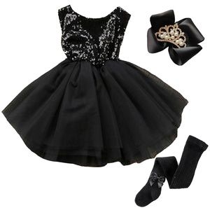 Toddler and Girls Black Sequin Tutu Dress